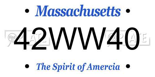 42WW40 Massachusetts License Plate