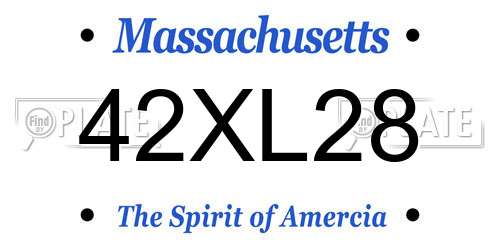 42XL28 Massachusetts License Plate