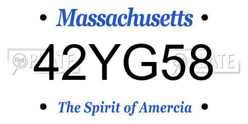 42YG58 Massachusetts License Plate