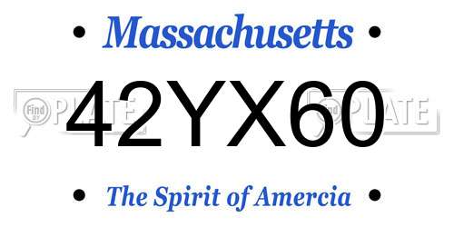 42YX60 Massachusetts License Plate
