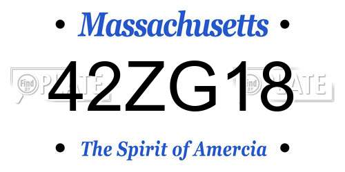 42ZG18 Massachusetts License Plate