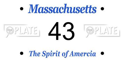 43 Massachusetts License Plate