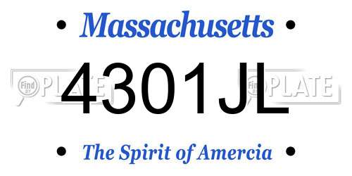4301JL Massachusetts License Plate