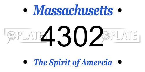 4302 Massachusetts License Plate