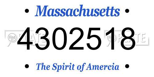 4302518 Massachusetts License Plate