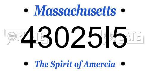 43025I5 Massachusetts License Plate