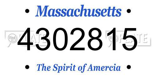 4302815 Massachusetts License Plate