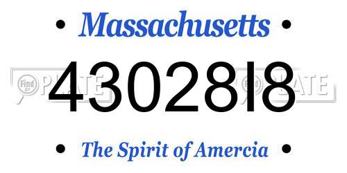 43028I8 Massachusetts License Plate