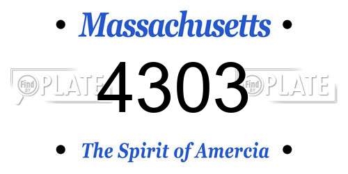 4303 Massachusetts License Plate