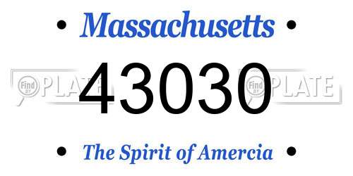 43030 Massachusetts License Plate
