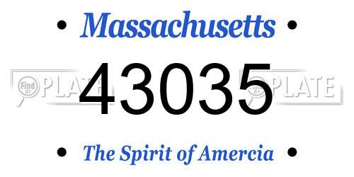 43035 Massachusetts License Plate