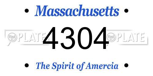4304 Massachusetts License Plate