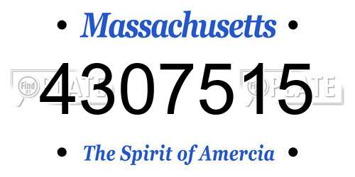 4307515 Massachusetts License Plate