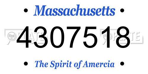 4307518 Massachusetts License Plate
