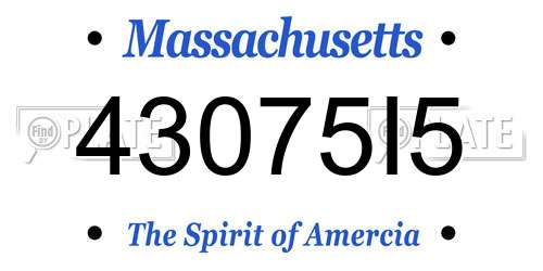 43075I5 Massachusetts License Plate