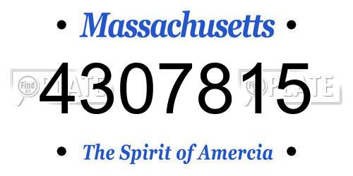 4307815 Massachusetts License Plate