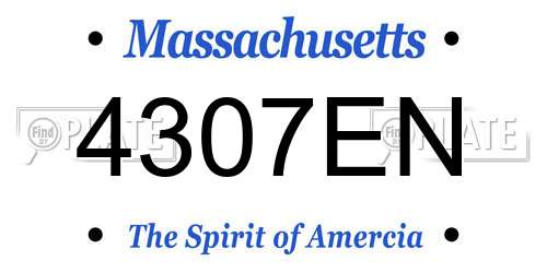 4307EN Massachusetts License Plate