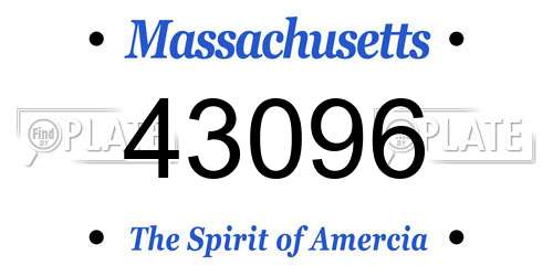 43096 Massachusetts License Plate