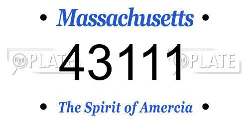 43111 Massachusetts License Plate