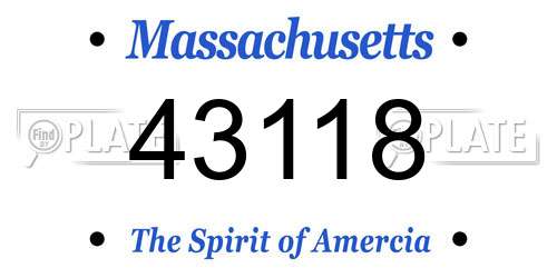 43118 Massachusetts License Plate
