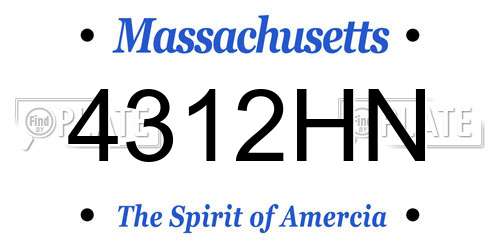 4312HN Massachusetts License Plate