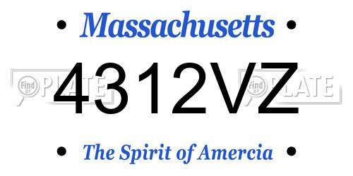 4312VZ Massachusetts License Plate