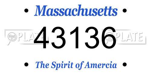 43136 Massachusetts License Plate
