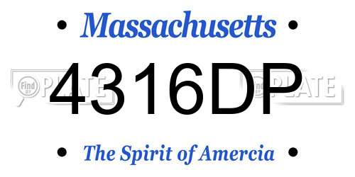 4316DP Massachusetts License Plate