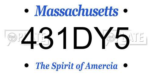 431DY5 Massachusetts License Plate