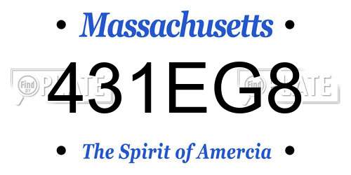 431EG8 Massachusetts License Plate