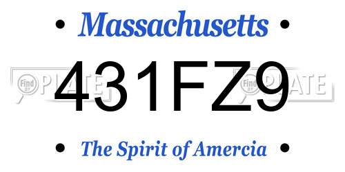 431FZ9 Massachusetts License Plate