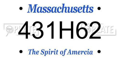 431H62 Massachusetts License Plate