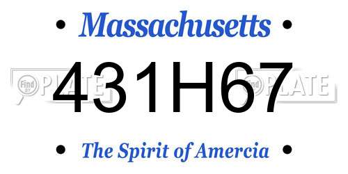 431H67 Massachusetts License Plate