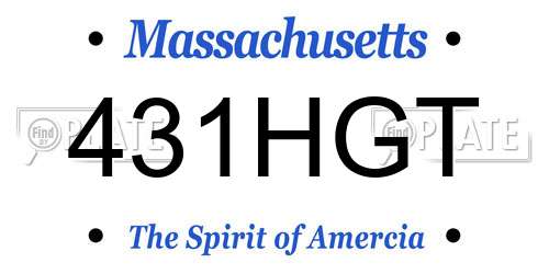 431HGT Massachusetts License Plate