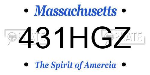 431HGZ Massachusetts License Plate