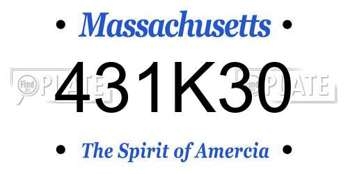 431K30 Massachusetts License Plate
