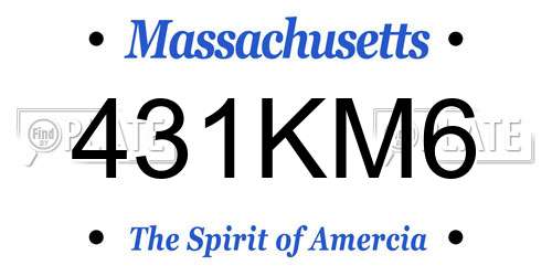 431KM6 Massachusetts License Plate