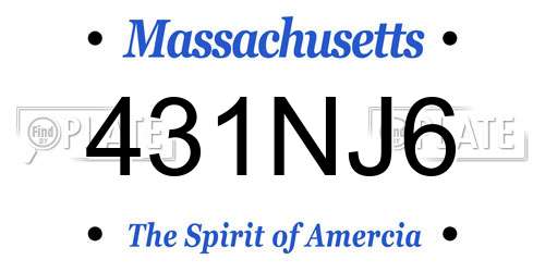 431NJ6 Massachusetts License Plate