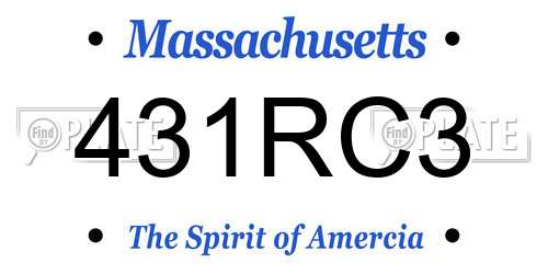 431RC3 Massachusetts License Plate