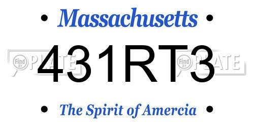 431RT3 Massachusetts License Plate