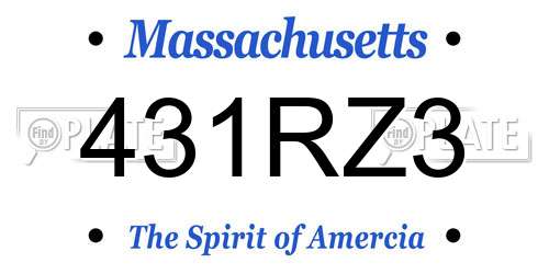 431RZ3 Massachusetts License Plate