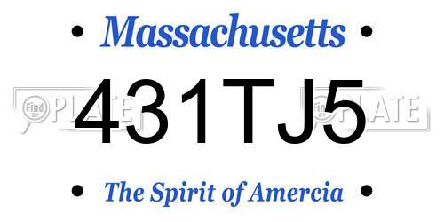 431TJ5 Massachusetts License Plate