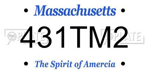 431TM2 Massachusetts License Plate