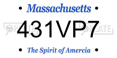 431VP7 Massachusetts License Plate