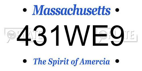 431WE9 Massachusetts License Plate
