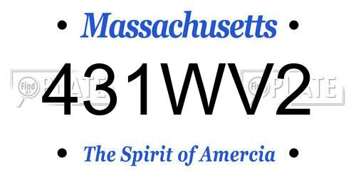 431WV2 Massachusetts License Plate