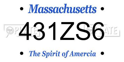 431ZS6 Massachusetts License Plate