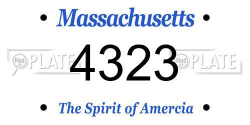 4323 Massachusetts License Plate