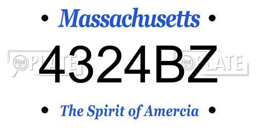 4324BZ Massachusetts License Plate