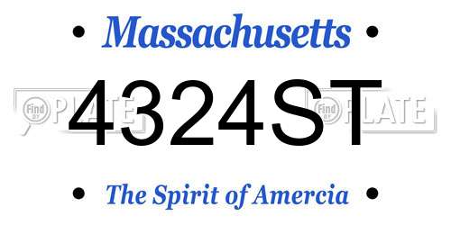 4324ST Massachusetts License Plate